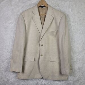 46R Massimo Genni Men's Cream 100% Fine Linen Blazer Sport Coat Classic